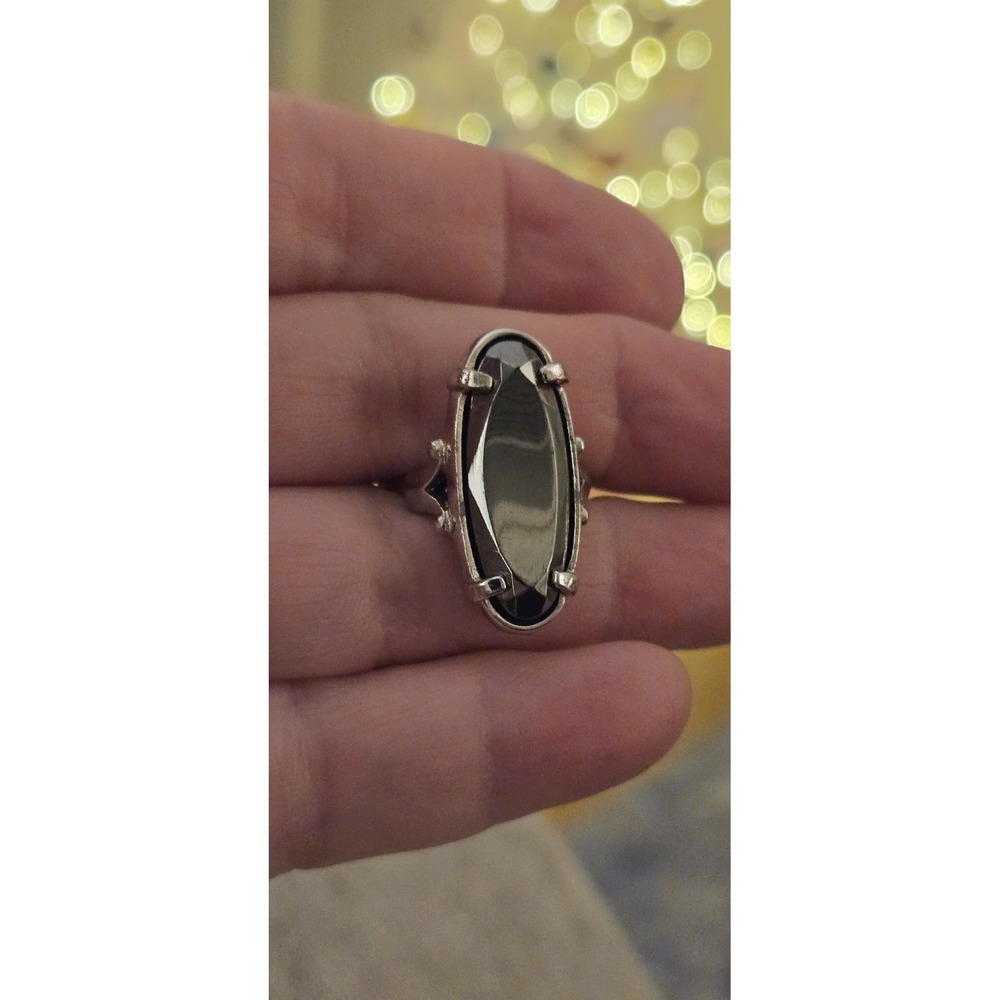 Vintage Sarah Coventry Faceted Hematite Silvertone Silver Tone Adjustable Ring